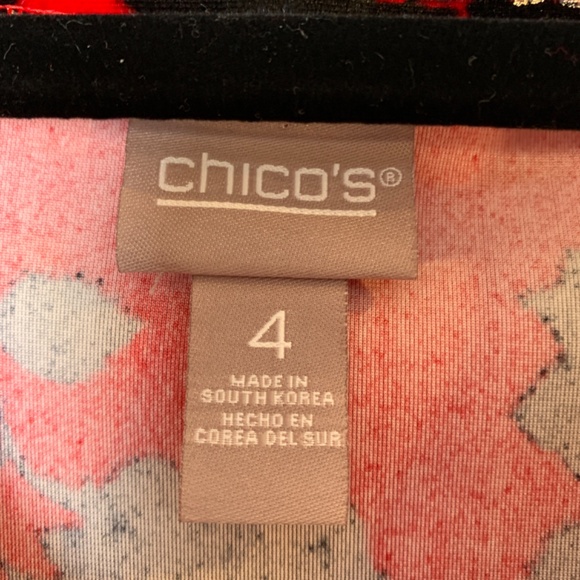 Chico's Red Velvet Crossover Tunic Top Size 4=XXL/20 NEW Black Floral Longsleeve - Picture 3 of 13